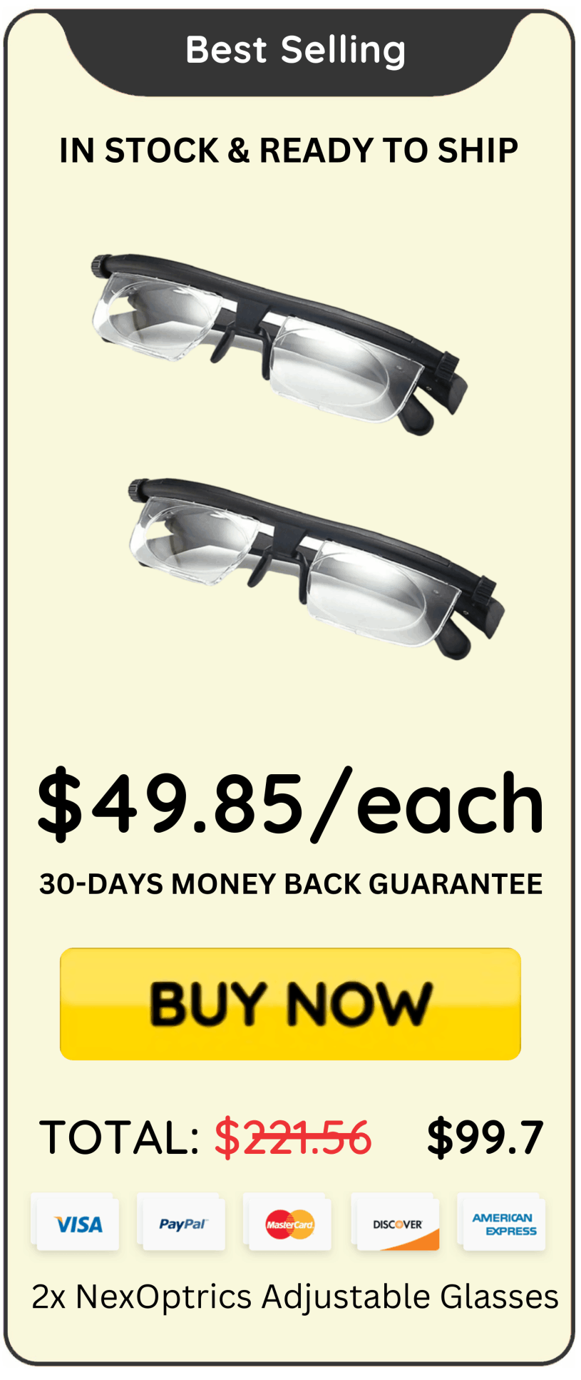 NexOptrics Adjustable Glasses Package